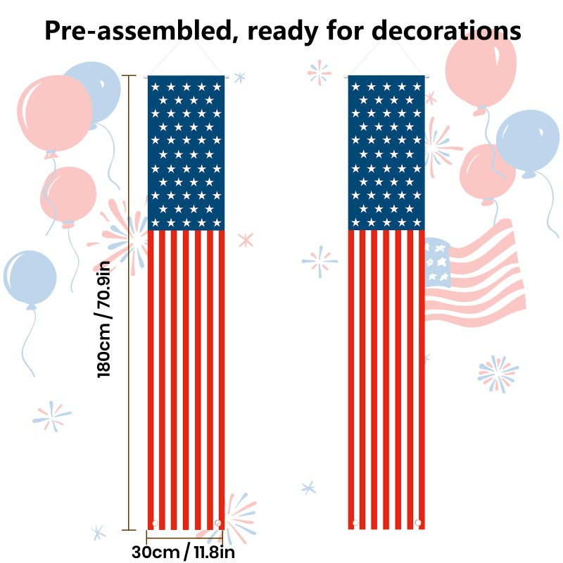 Labrostar Patriotic Decorations - 4th of July Decorations Outdoor Hanging American Flag Banners Porch Sign for Veterans Memorial Labor Presidents Flag Election Day - Image 4